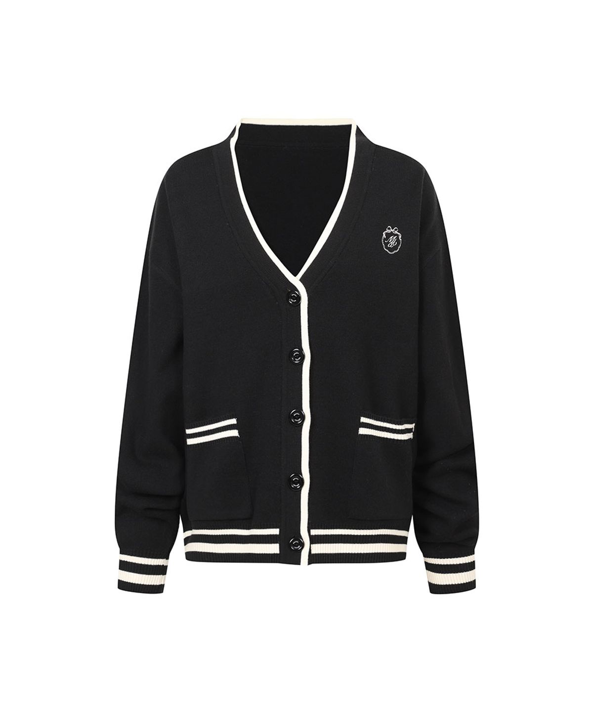 모아벨(MOABEL) PREPPY LINE CARDIGAN - BLACK