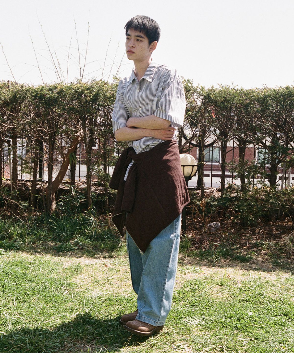 홀리선(HORLISUN) Joshua Reverse Stripe Shirt Navy