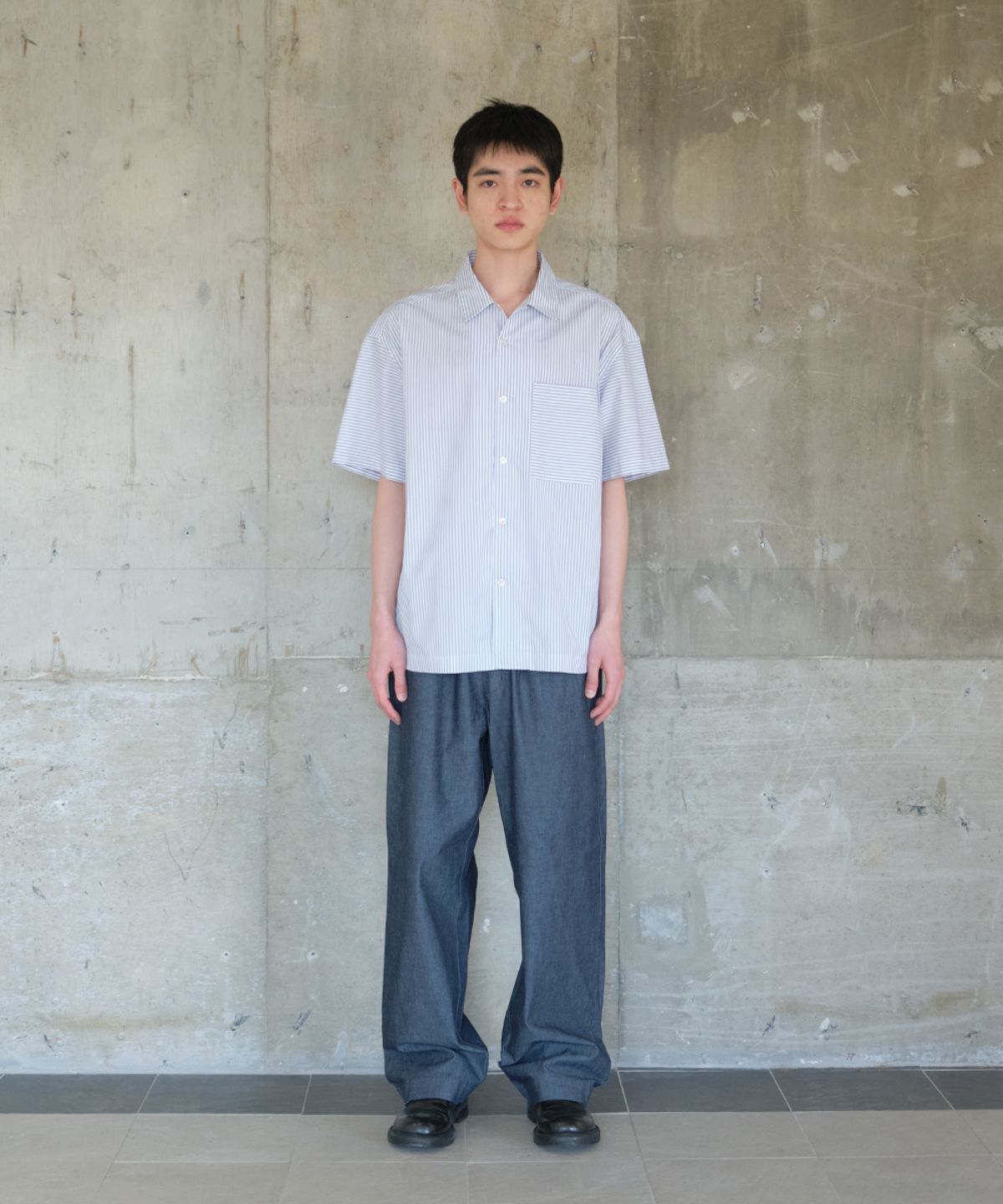 홀리선(HORLISUN) Joshua Reverse Stripe Shirt Gray