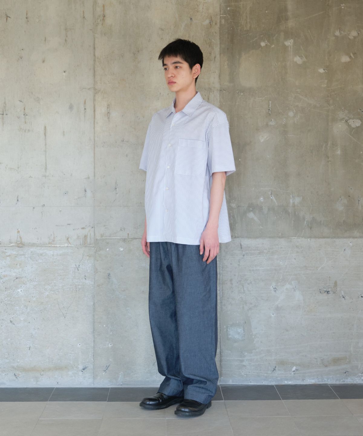 홀리선(HORLISUN) Joshua Reverse Stripe Shirt Gray