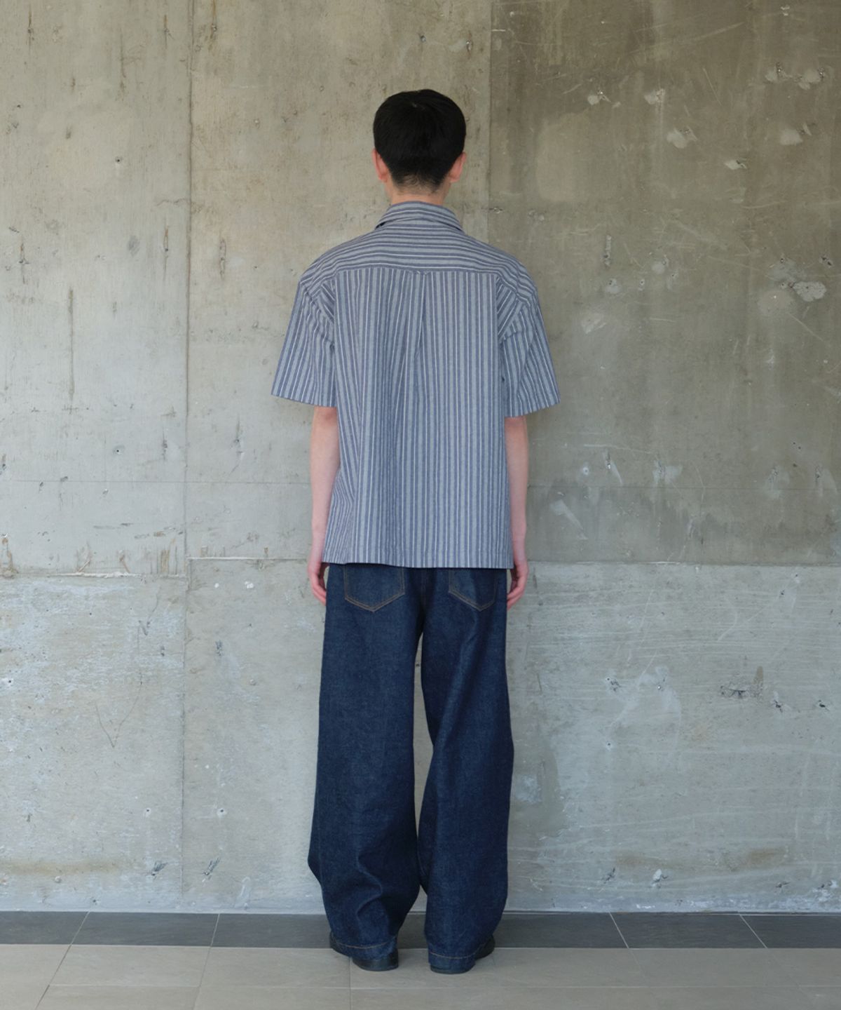 홀리선(HORLISUN) Joshua Chambray Stripe Shirt Navy