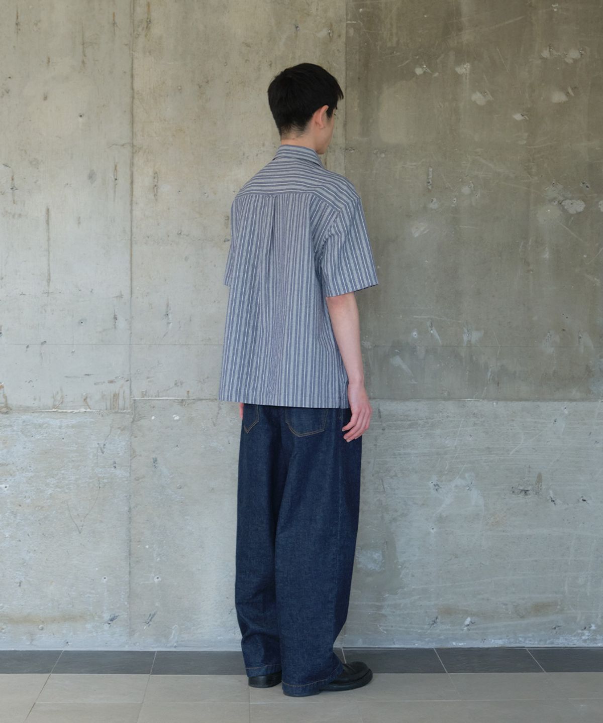 홀리선(HORLISUN) Joshua Chambray Stripe Shirt Navy