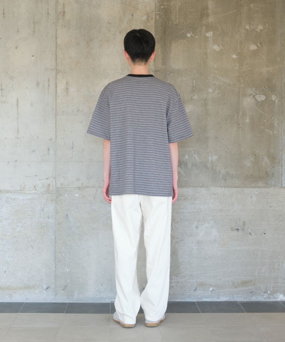 홀리선(HORLISUN) Powell Short Pique Stripe T-shirt Charcoal