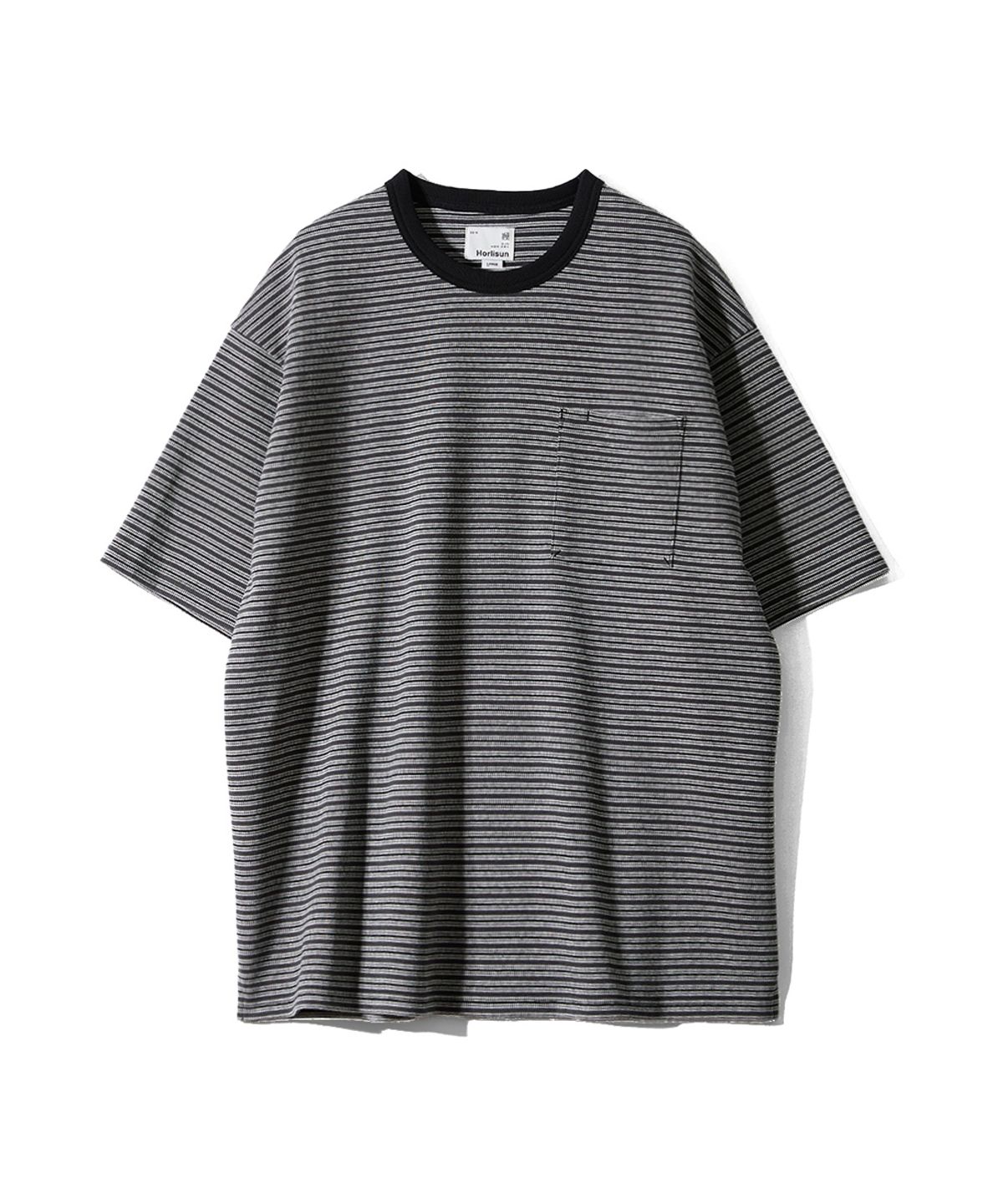 홀리선(HORLISUN) Powell Short Pique Stripe T-shirt Charcoal