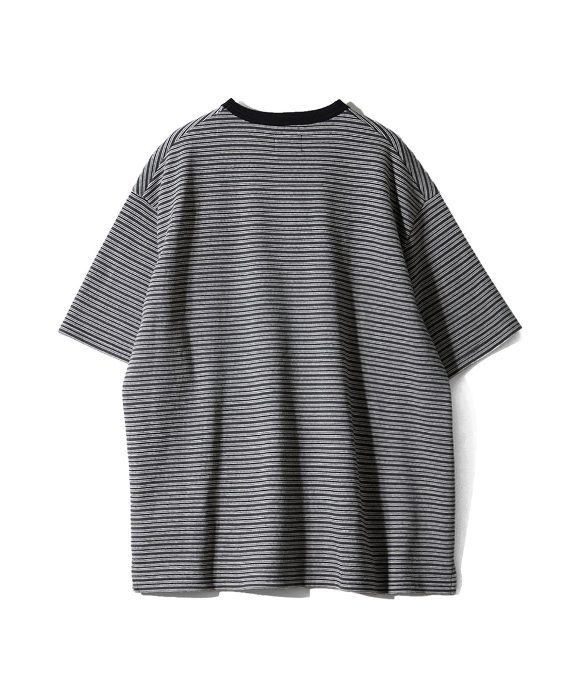 홀리선(HORLISUN) Powell Short Pique Stripe T-shirt Charcoal