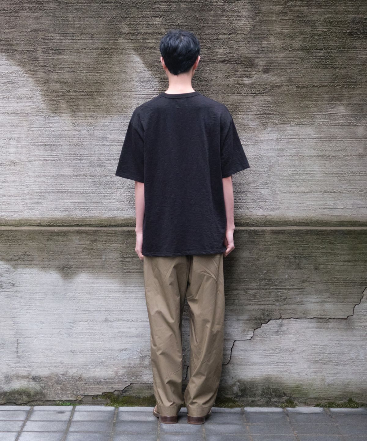 홀리선(HORLISUN) Lawrence Slub Short Sleeve T-shirt Black