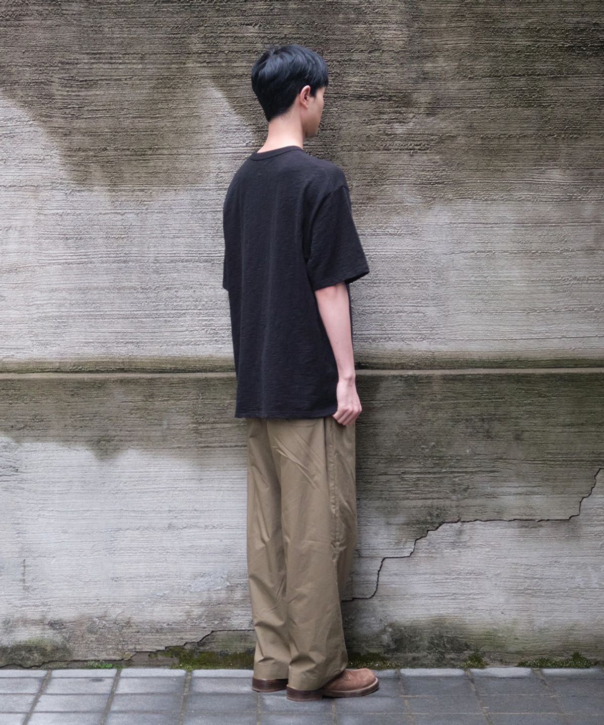 홀리선(HORLISUN) Lawrence Slub Short Sleeve T-shirt Black