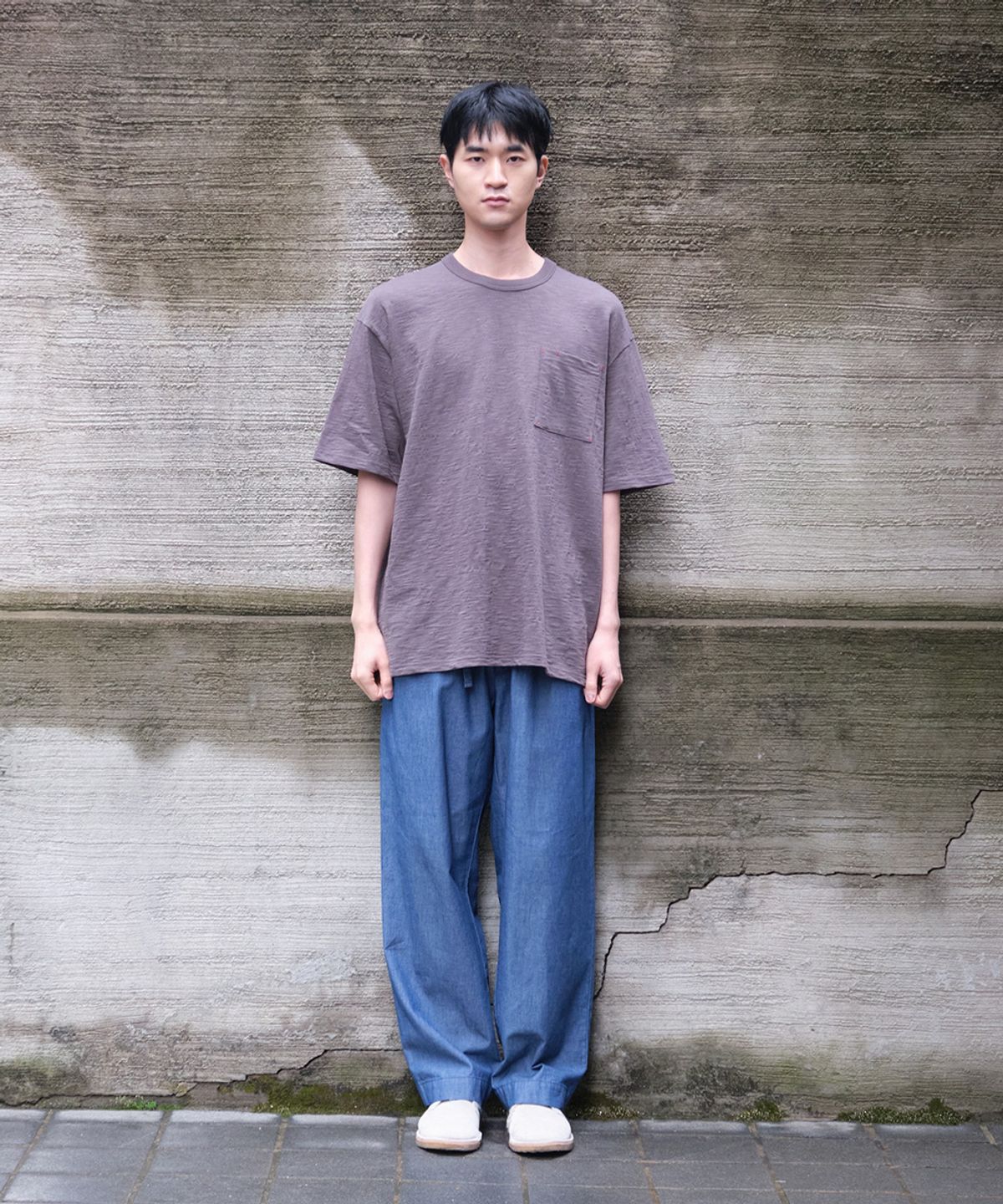 홀리선(HORLISUN) Lawrence Slub Short Sleeve T-shirt Charcoal