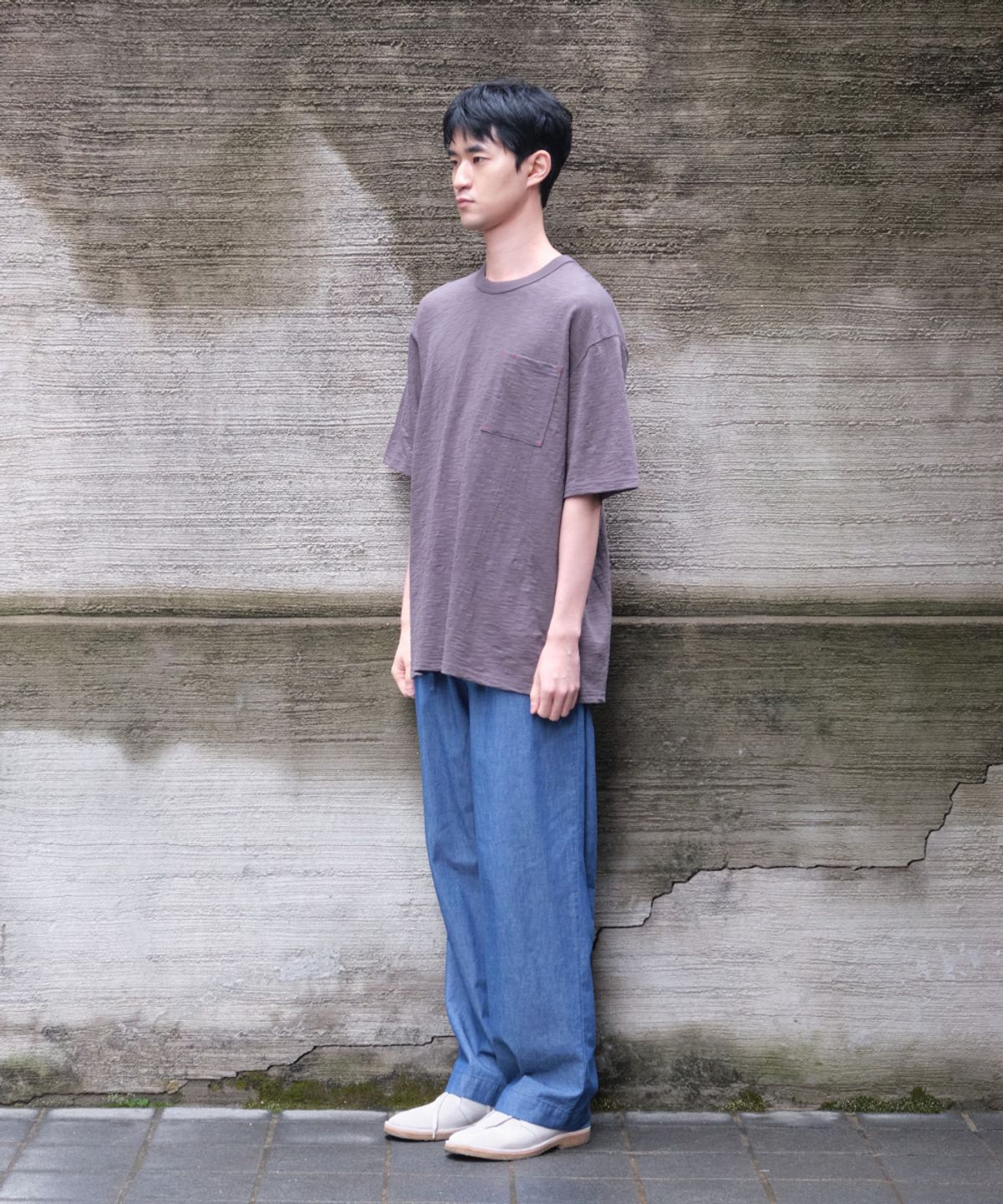 홀리선(HORLISUN) Lawrence Slub Short Sleeve T-shirt Charcoal