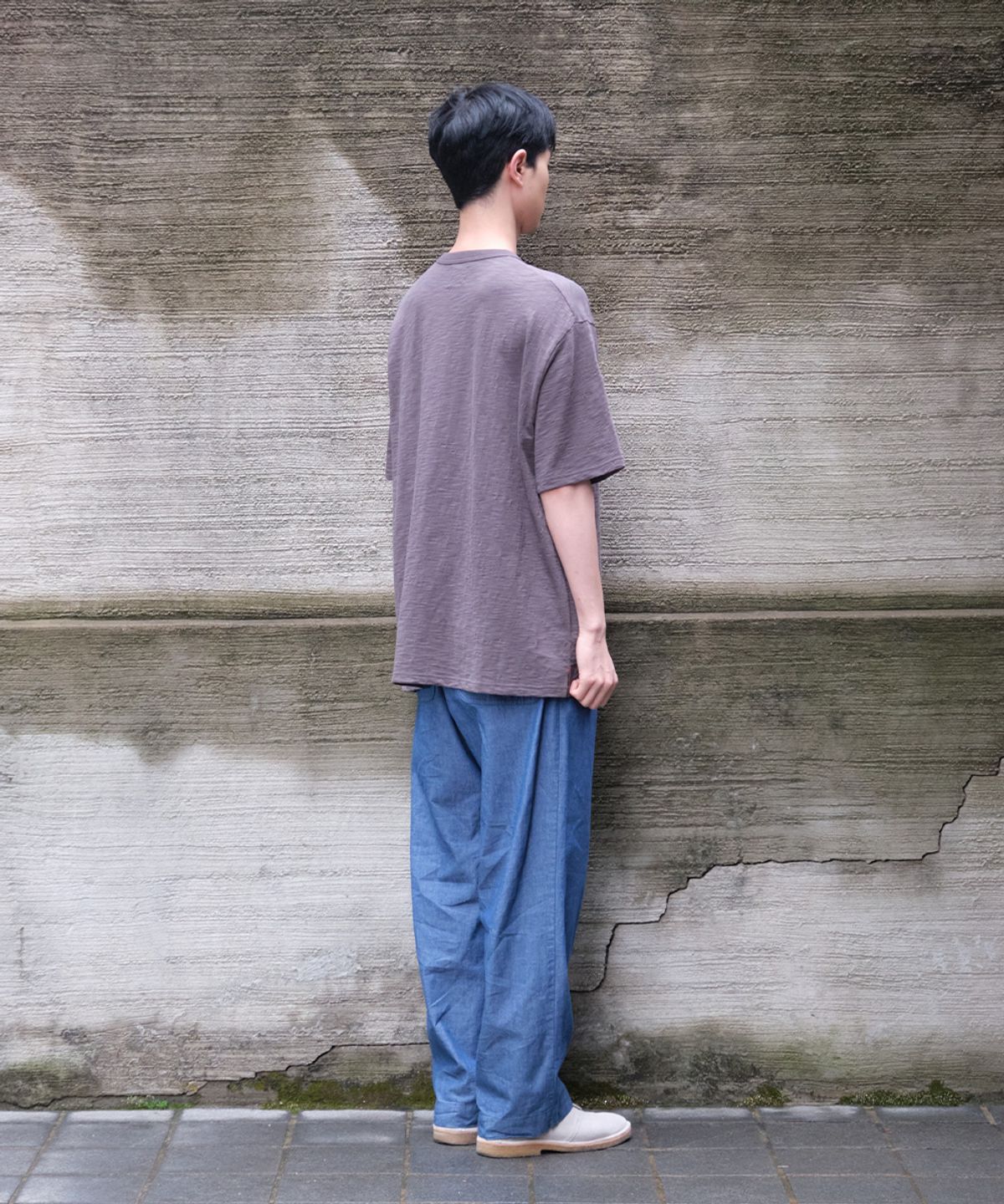 홀리선(HORLISUN) Lawrence Slub Short Sleeve T-shirt Charcoal