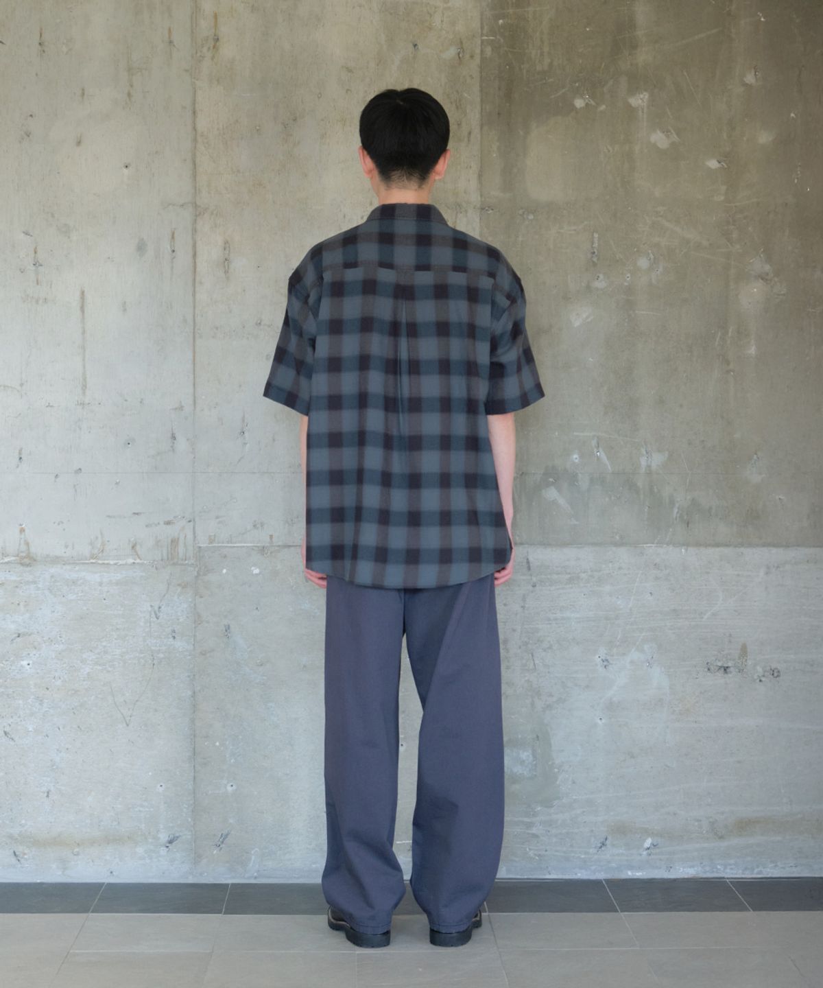 홀리선(HORLISUN) Ophir Cupro Ombre Multi Check Shirt Charcoal
