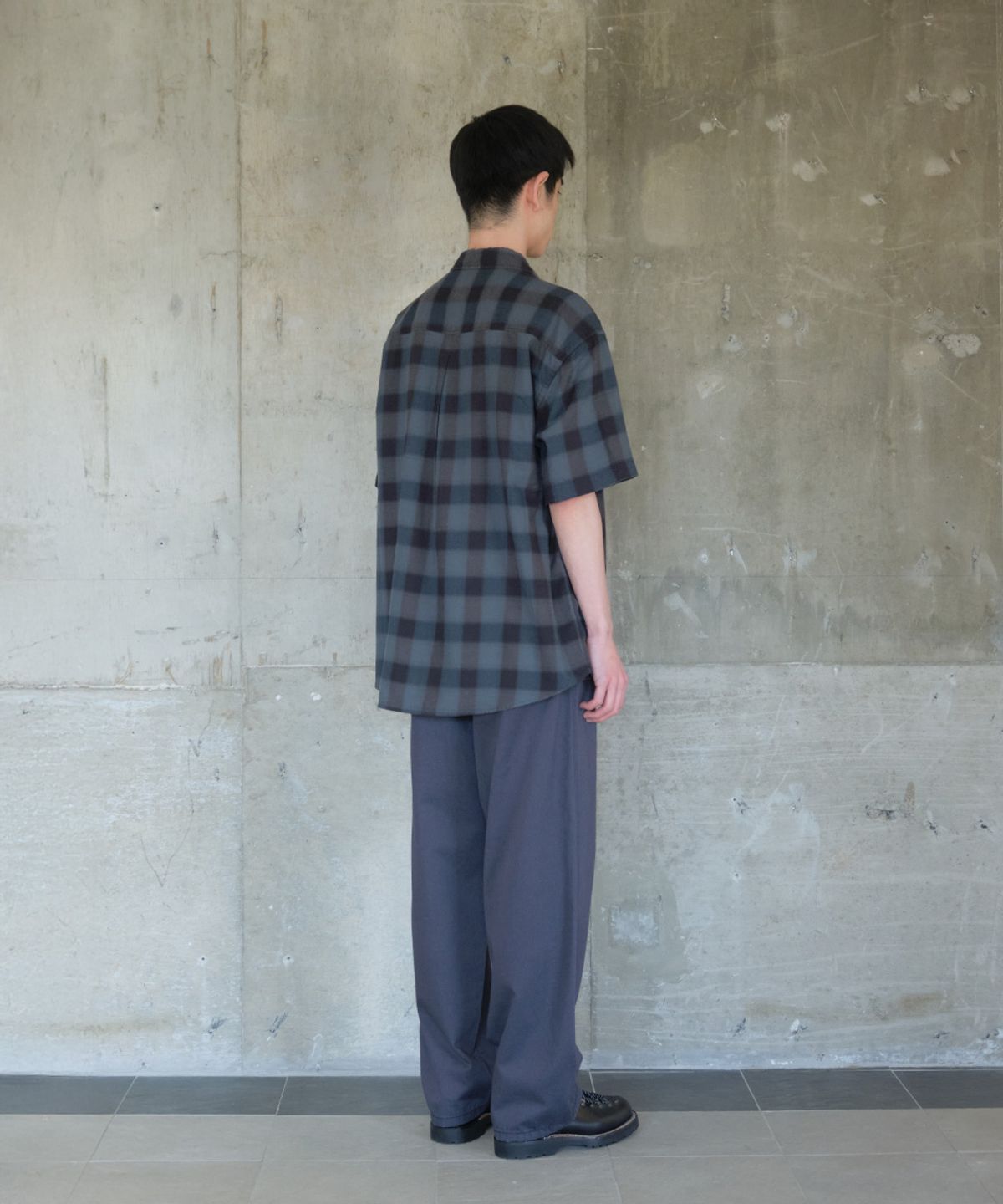 홀리선(HORLISUN) Ophir Cupro Ombre Multi Check Shirt Charcoal