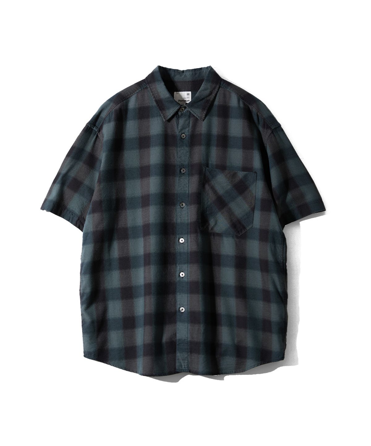 홀리선(HORLISUN) Ophir Cupro Ombre Multi Check Shirt Charcoal