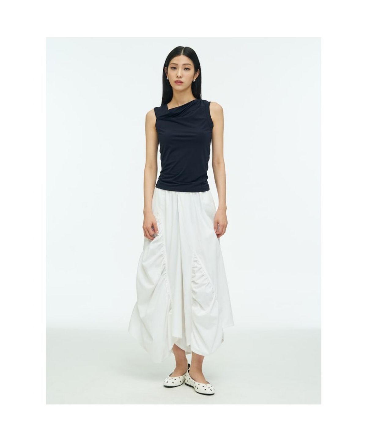앙개(ANGGAE) Unbalanced Mini Top  Navy