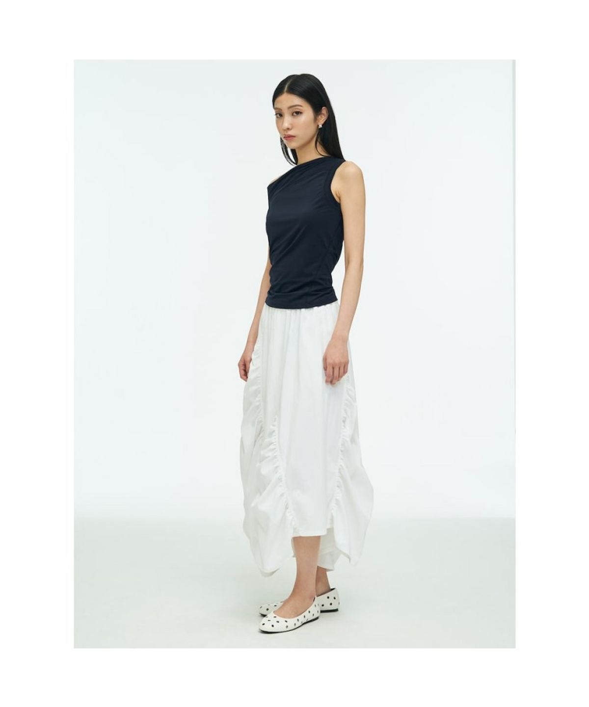 앙개(ANGGAE) Unbalanced Mini Top  Navy
