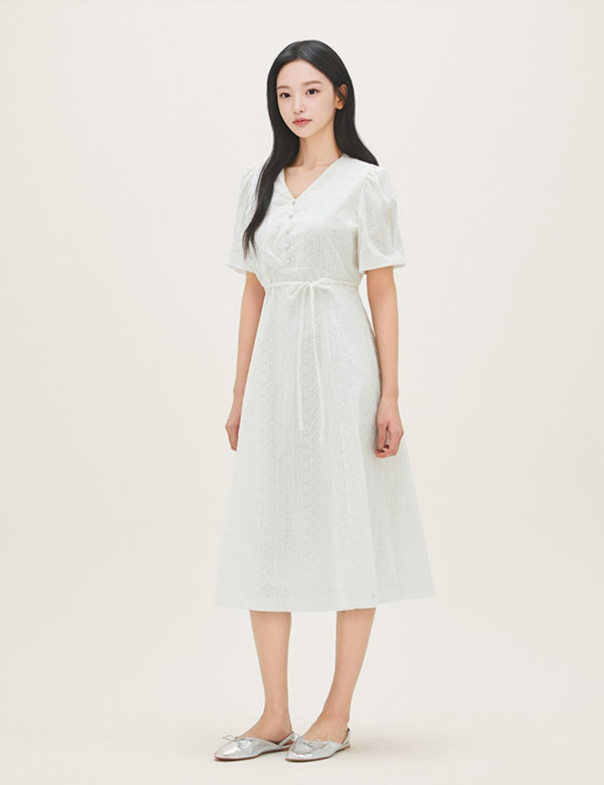 로엠(ROEM) 코튼 아일렛 롱 원피스 RMOWG25R14