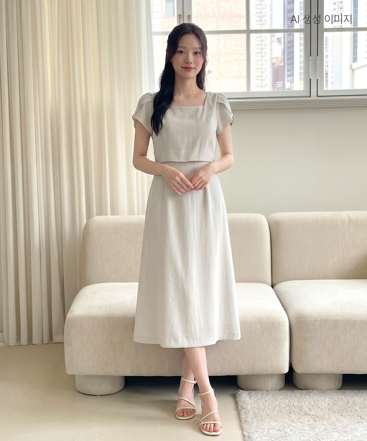 로엠(ROEM) 튤립소매 2in1 롱원피스 RMOWG25S12