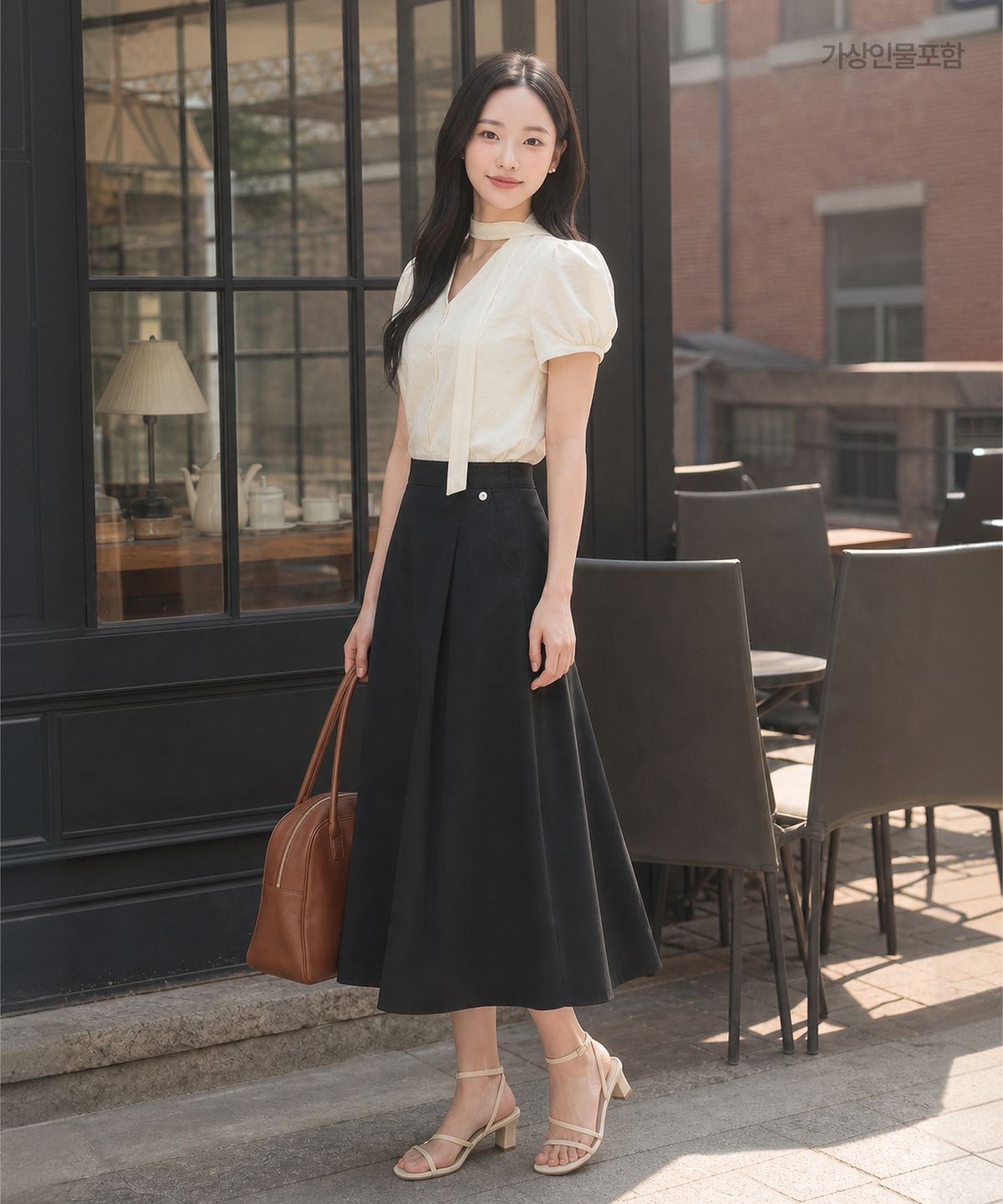 로엠(ROEM) 턱 디테일 A라인 롱스커트 RMWHG25R14