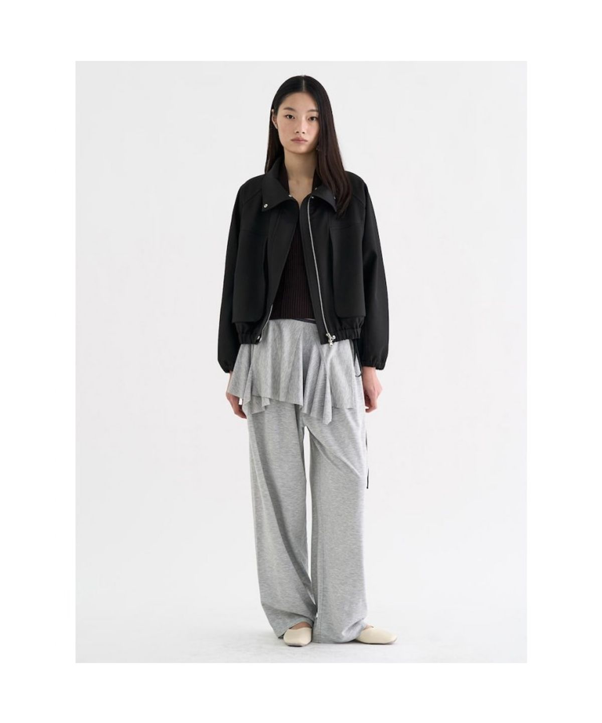 앙개(ANGGAE) High Neck Bomber  Black