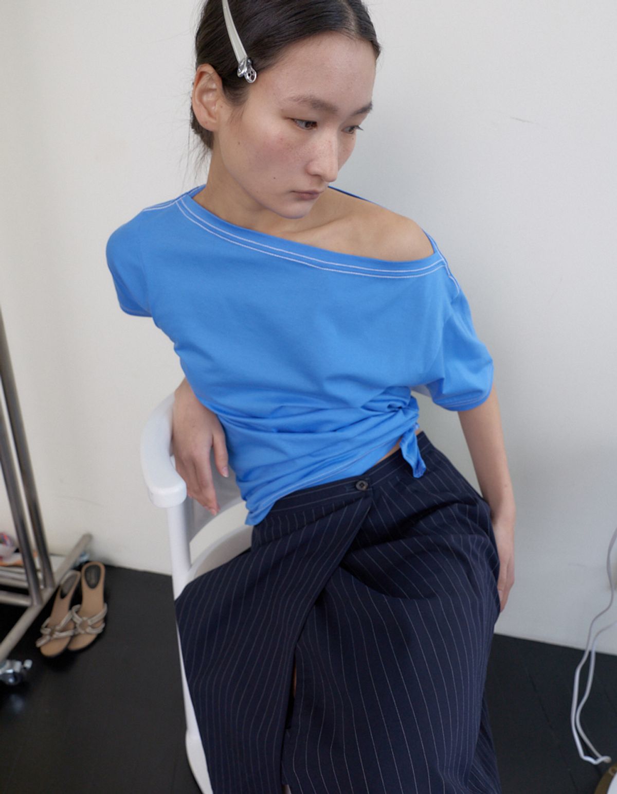 영마일웨어(0MILEWEAR) 사이드 타이 티셔츠(블루)