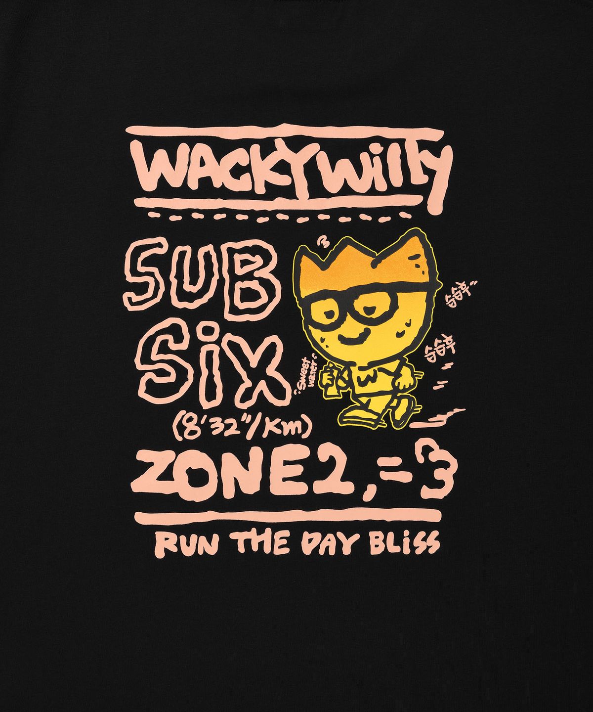 와키윌리(WACKY WILLY) 그래픽 반팔 티셔츠 블랙