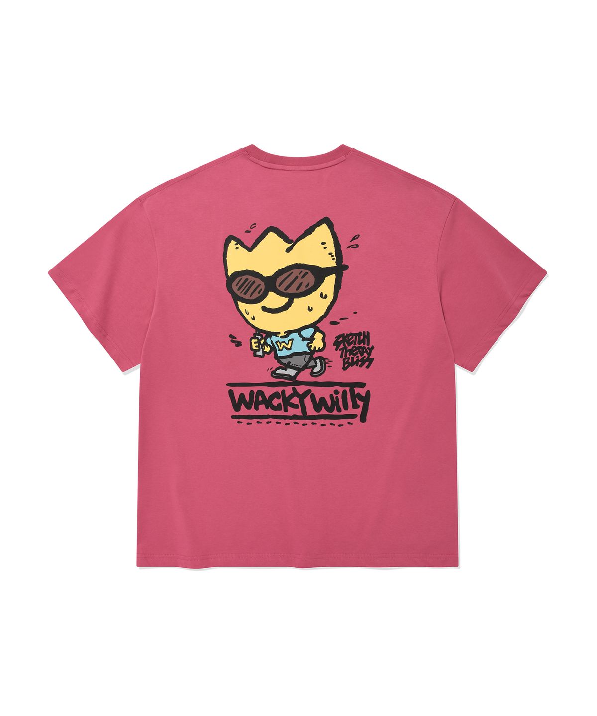 와키윌리(WACKY WILLY) 그래픽 반팔 티셔츠 핑크