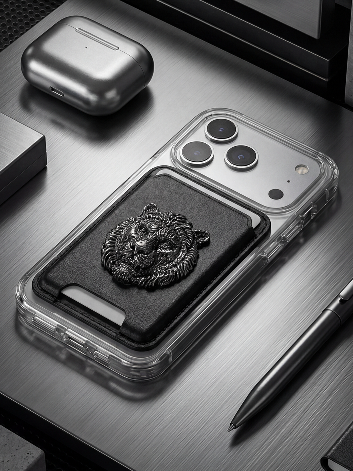 디자인스킨(DESIGNSKIN) 맥세이프 메탈 비스트 레더 포켓-타이거