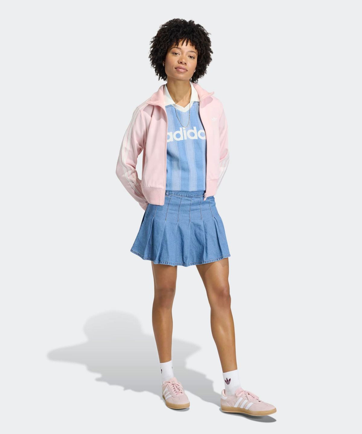 아디다스(ADIDAS) 파이어버드 니트 크로셰 트랙탑 - 샌디핑크 / KD4321