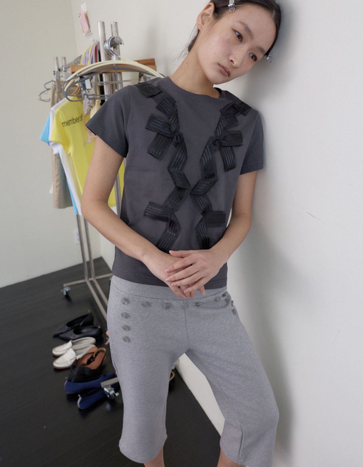 영마일웨어(0MILEWEAR) 마린 버튼 스웨트 팬츠(메란지)