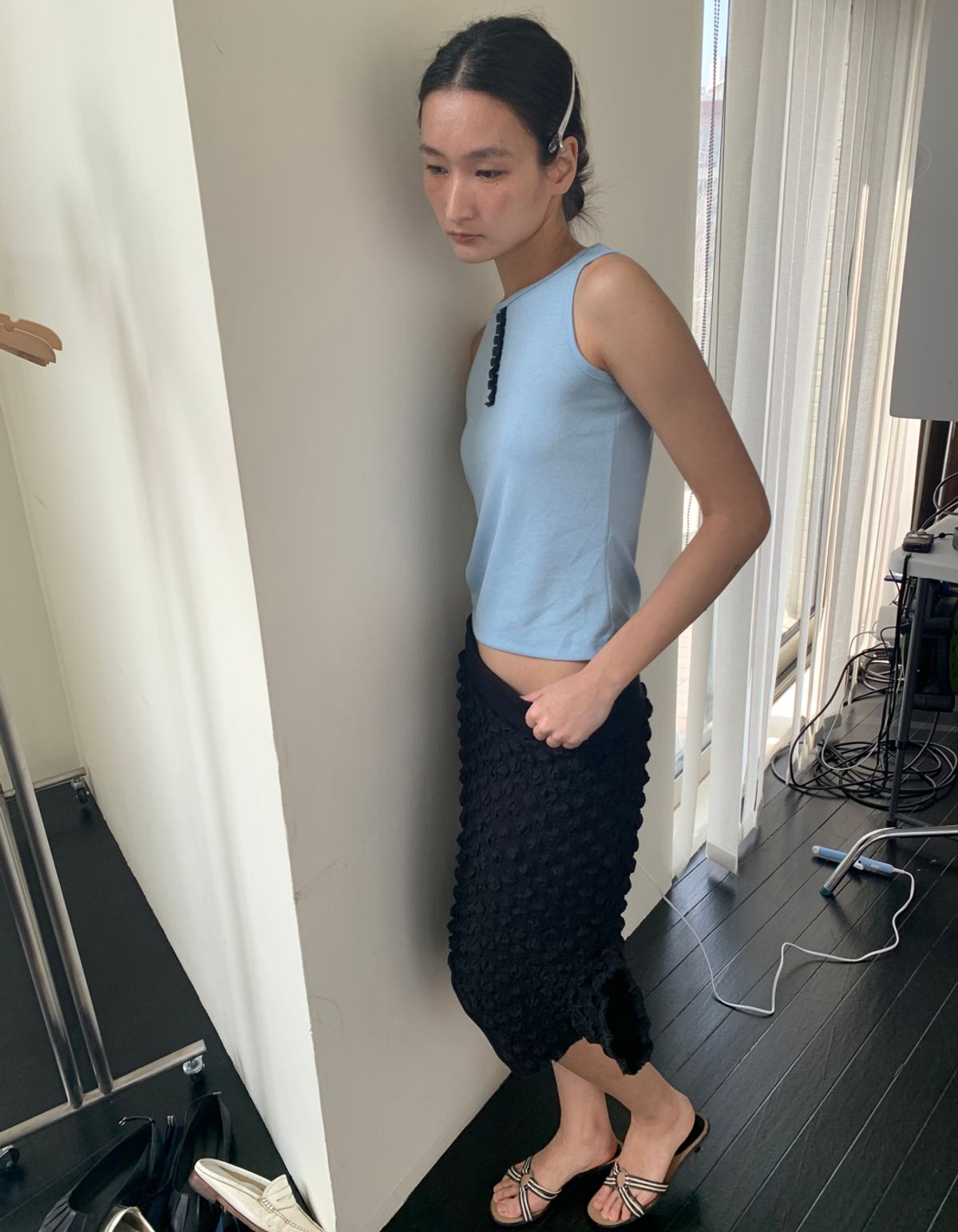 영마일웨어(0MILEWEAR) 오프셋 도트 스커트(블랙)