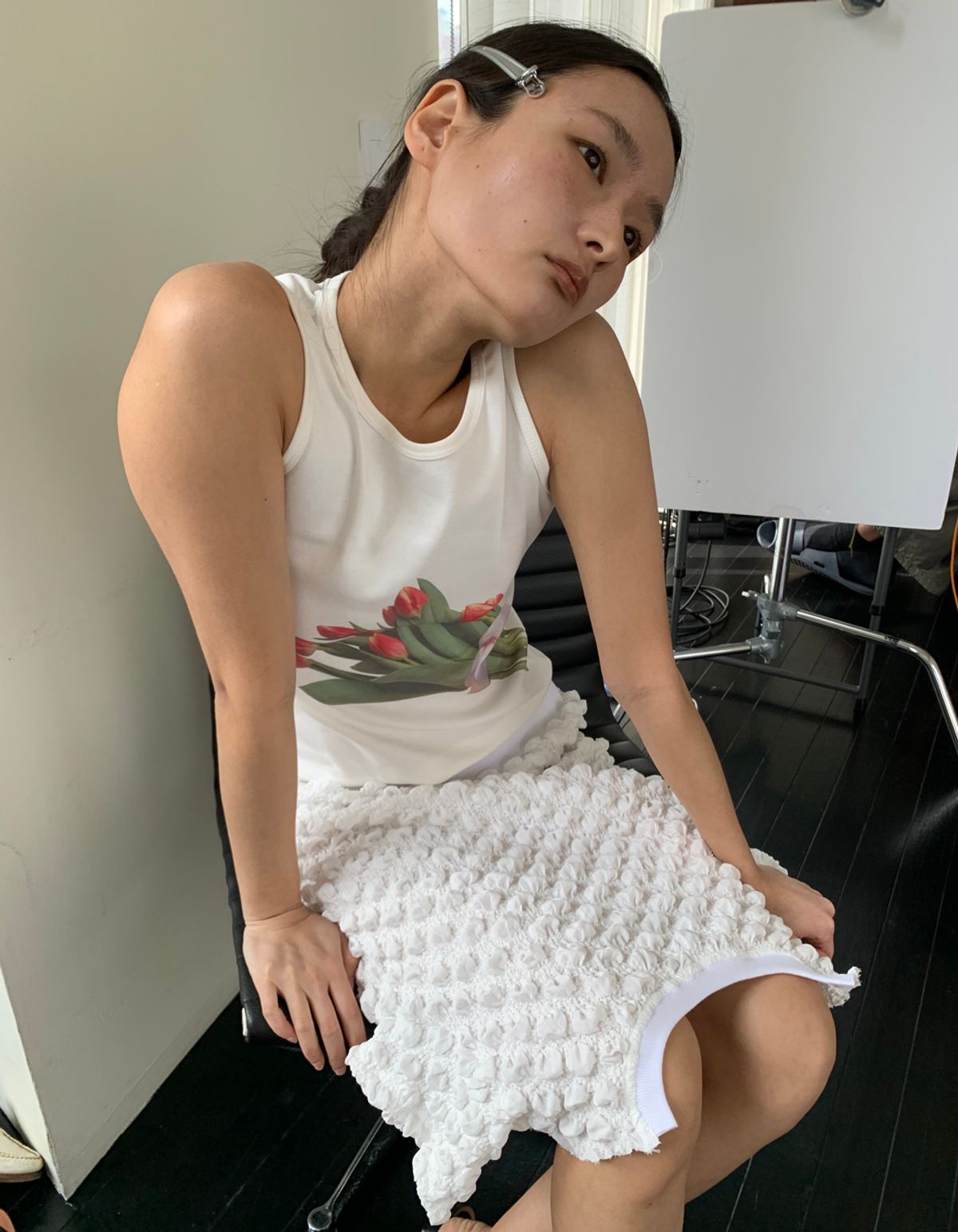 영마일웨어(0MILEWEAR) 오프셋 도트 스커트(화이트)