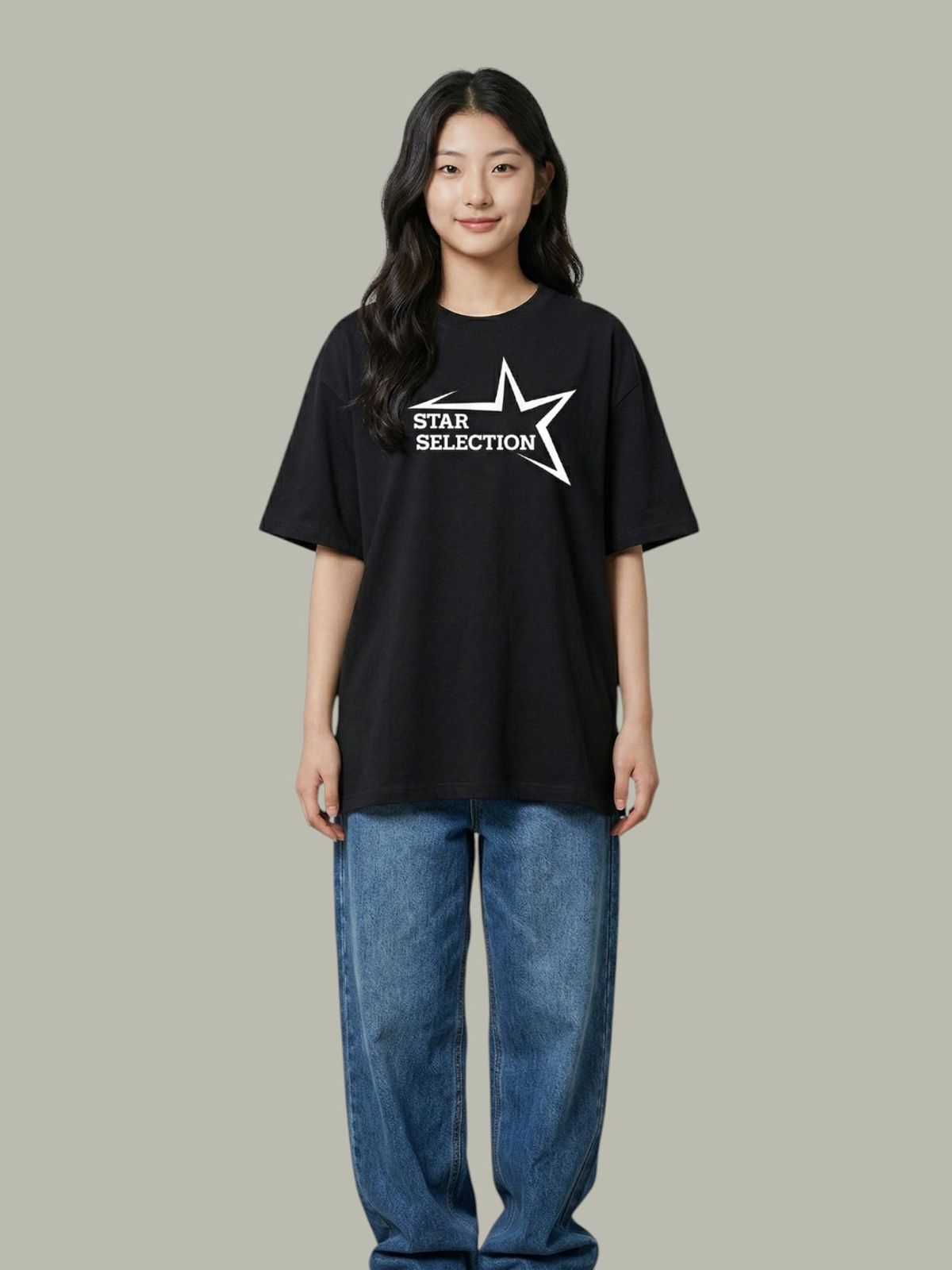 지블랙(ZBLACK) 스타셀렉션 빅로고  오버핏 반팔  BLACK