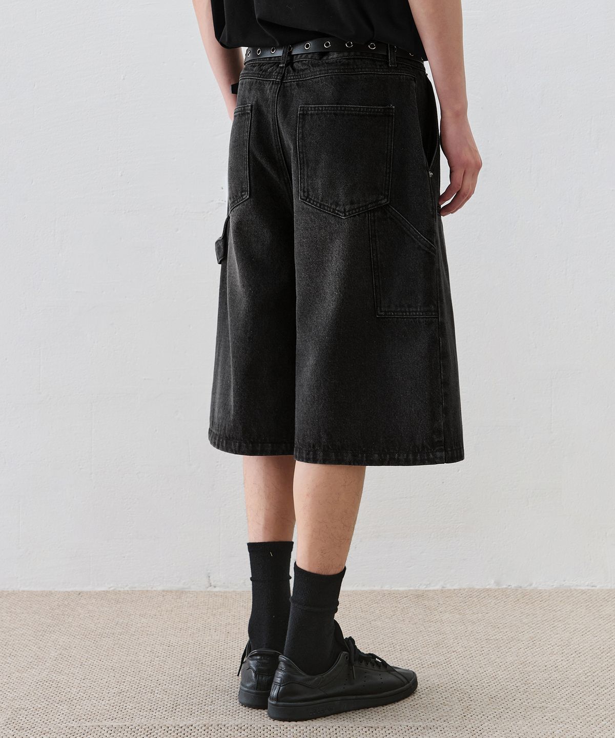 드로우핏(DRAW FIT) 로버스트 롱 버뮤다 와이드 데님 팬츠 [BLACK]