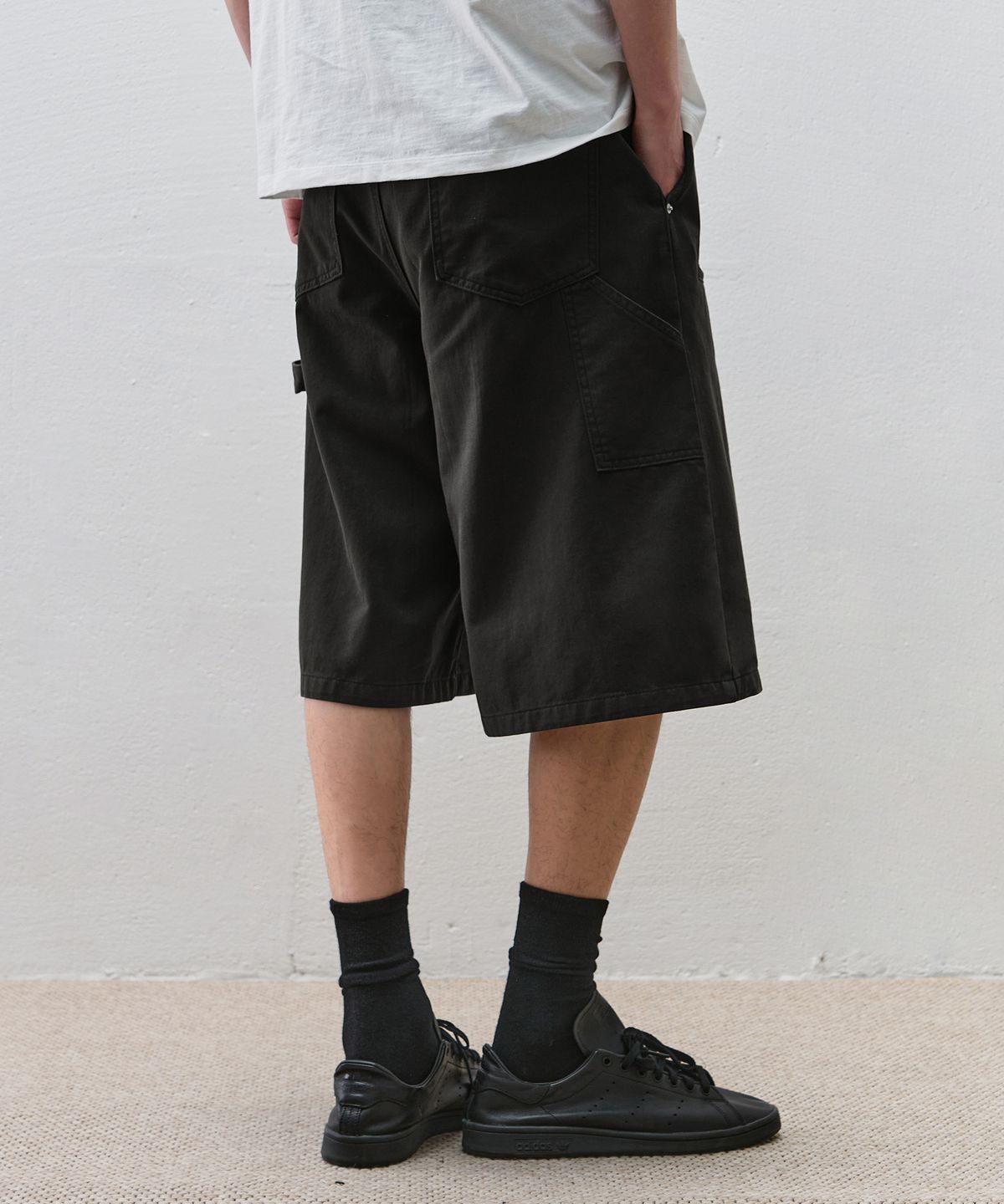 드로우핏(DRAW FIT) 로버스트 롱 버뮤다 와이드 치노 팬츠 [BLACK]