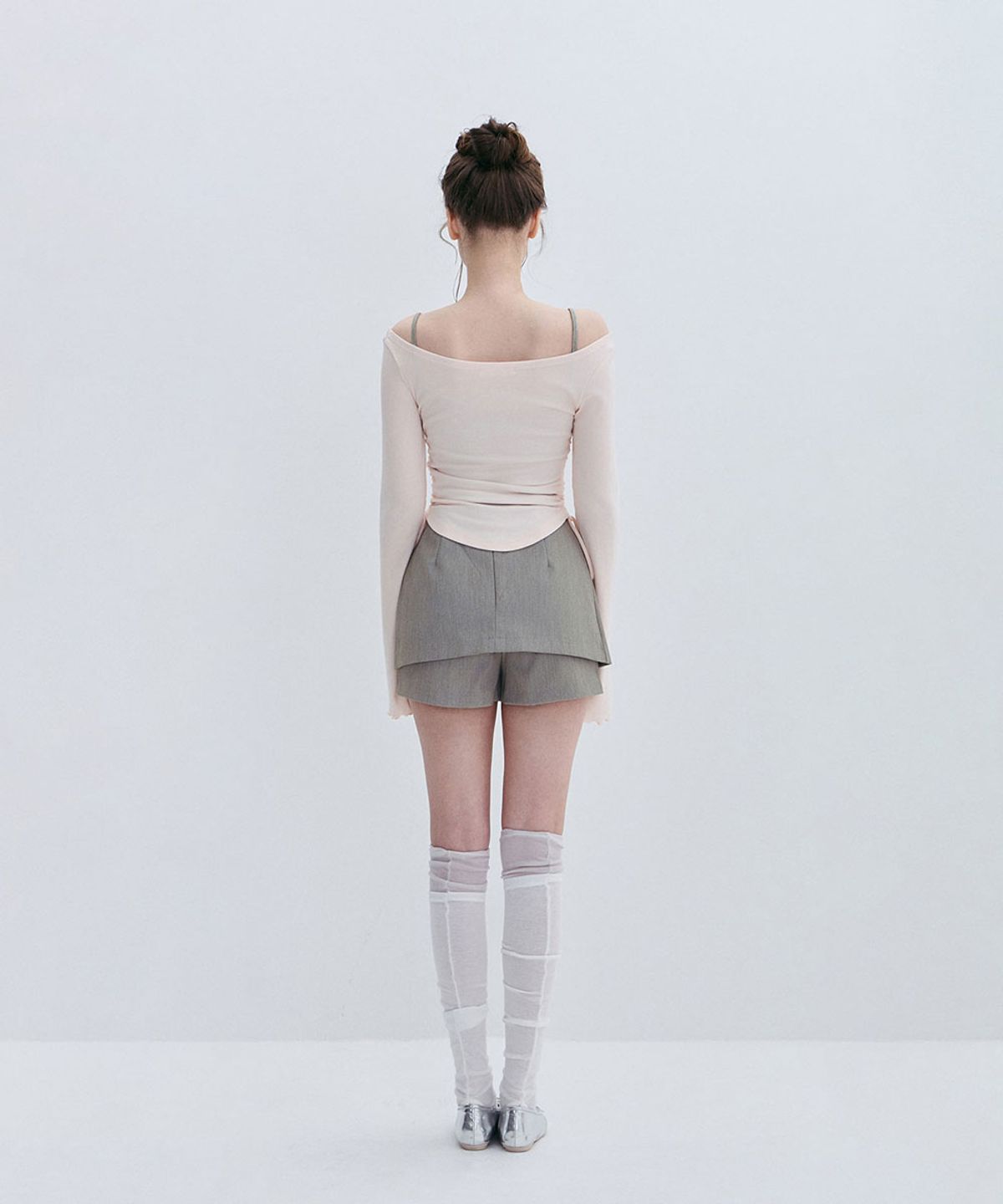 모아벨(MOABEL) LABEL SHIRRING TEE - PINK