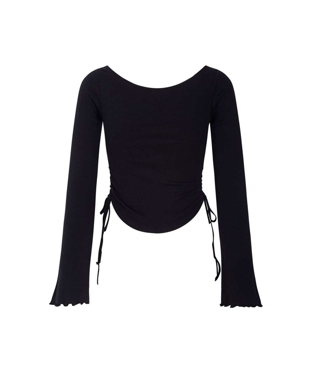 모아벨(MOABEL) LABEL SHIRRING TEE - BLACK