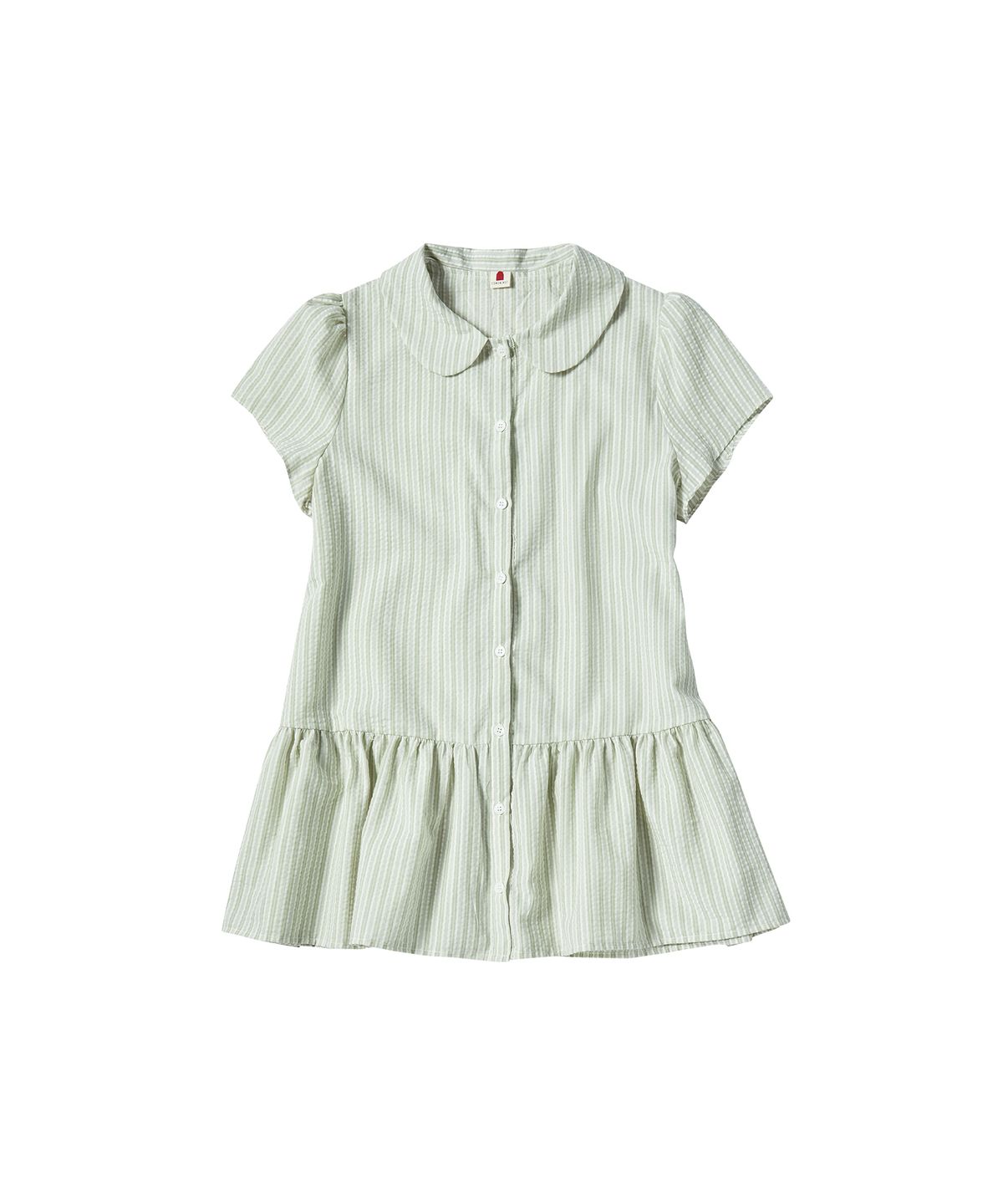 꼬모니노즈(COMONINOZ) W ROUND COLLAR HALF BLOUSE [GREEN]