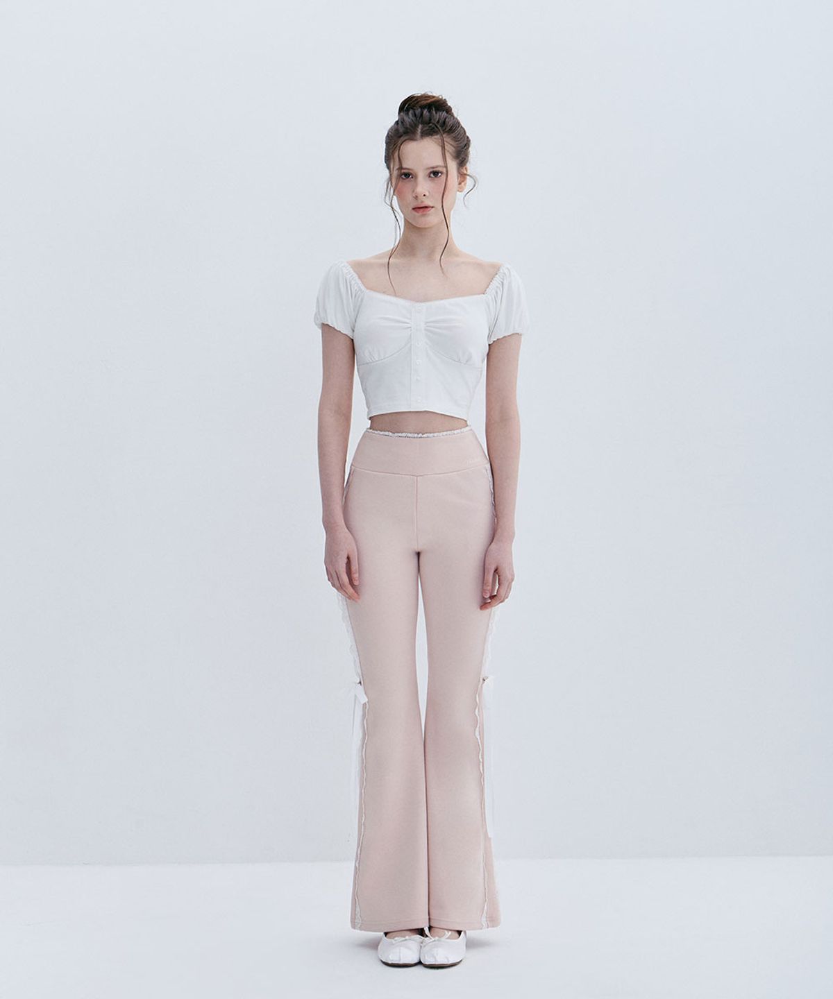 모아벨(MOABEL) CONTOUR LINE RIBBON PANTS - PINK
