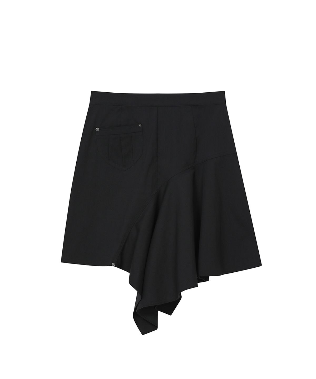 미세키서울(MISEKI SEOUL) One side draped midi skirt BLACK
