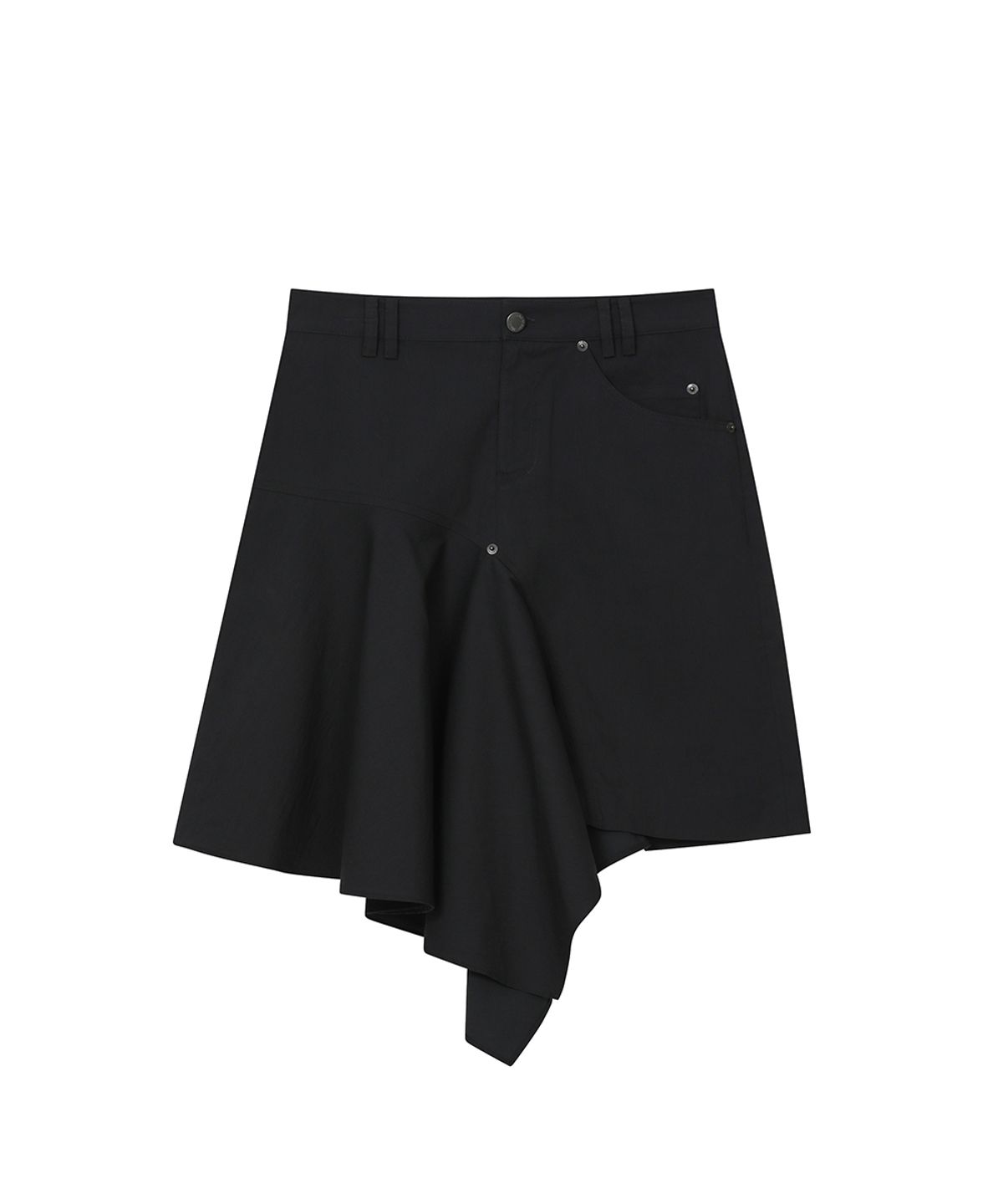 미세키서울(MISEKI SEOUL) One side draped midi skirt BLACK