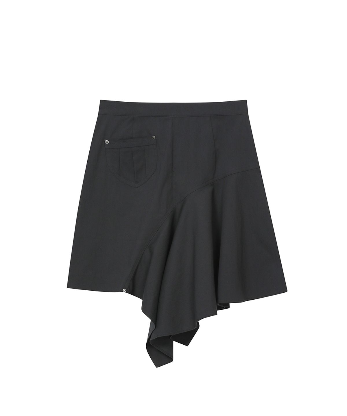미세키서울(MISEKI SEOUL) One side draped midi skirt CHARCOAL
