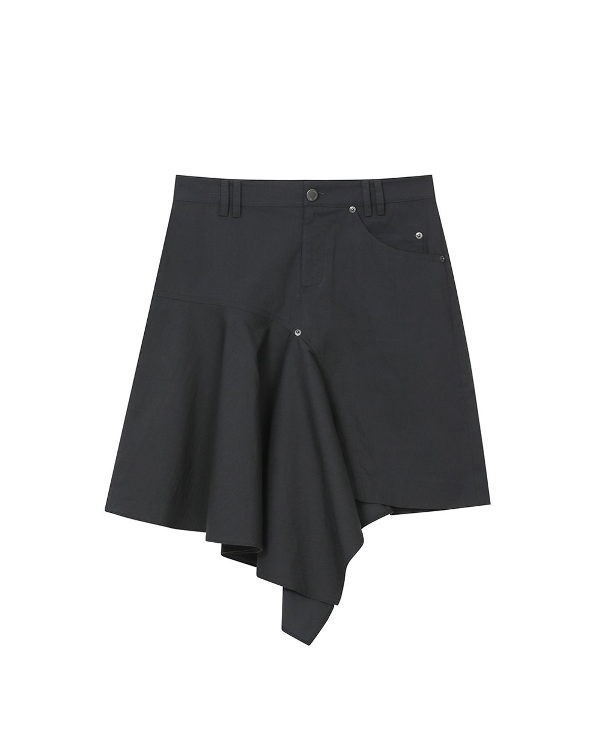 미세키서울(MISEKI SEOUL) One side draped midi skirt CHARCOAL