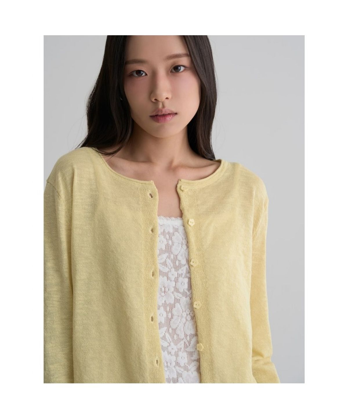 에잇세컨즈(8SECONDS) 단추포인트 카디건  옐로우