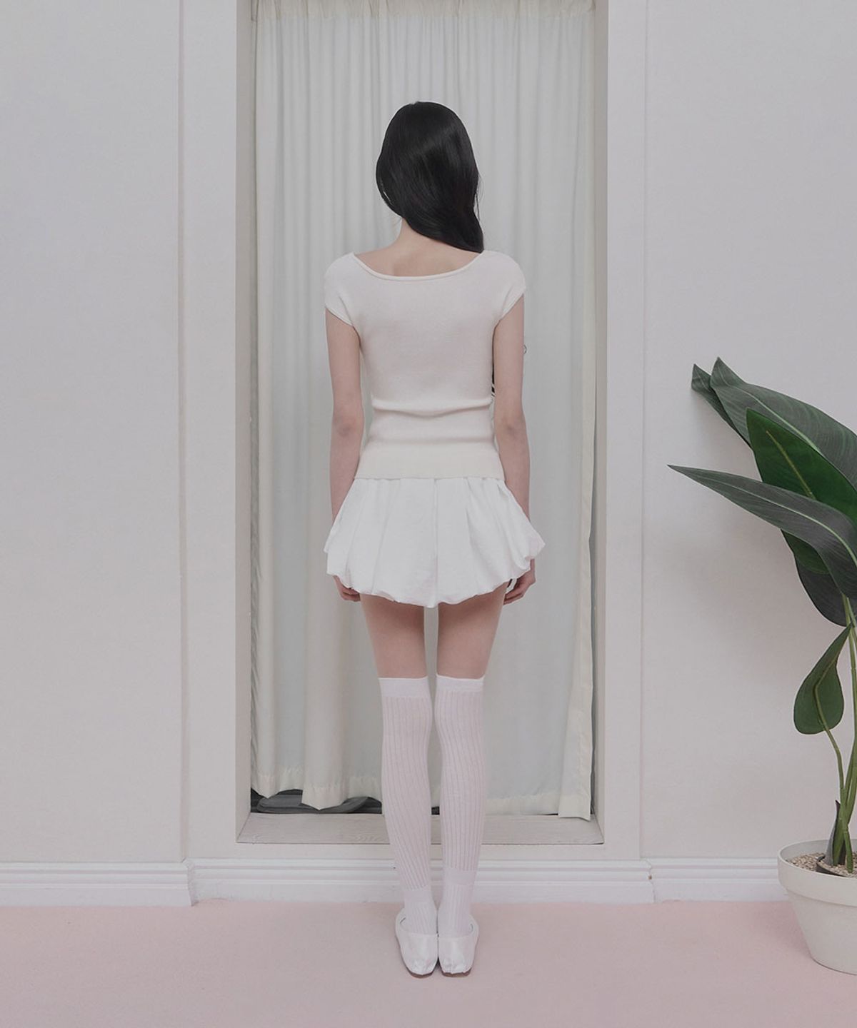 모아벨(MOABEL) BLUSH TIE KNIT - IVORY