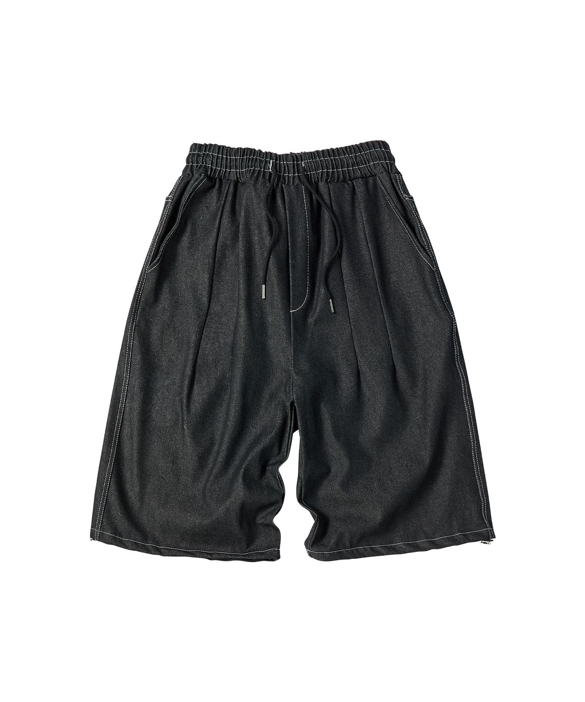 꼬모니노즈(COMONINOZ) CHECK POCKET DENIM SHORTS [BLACK]