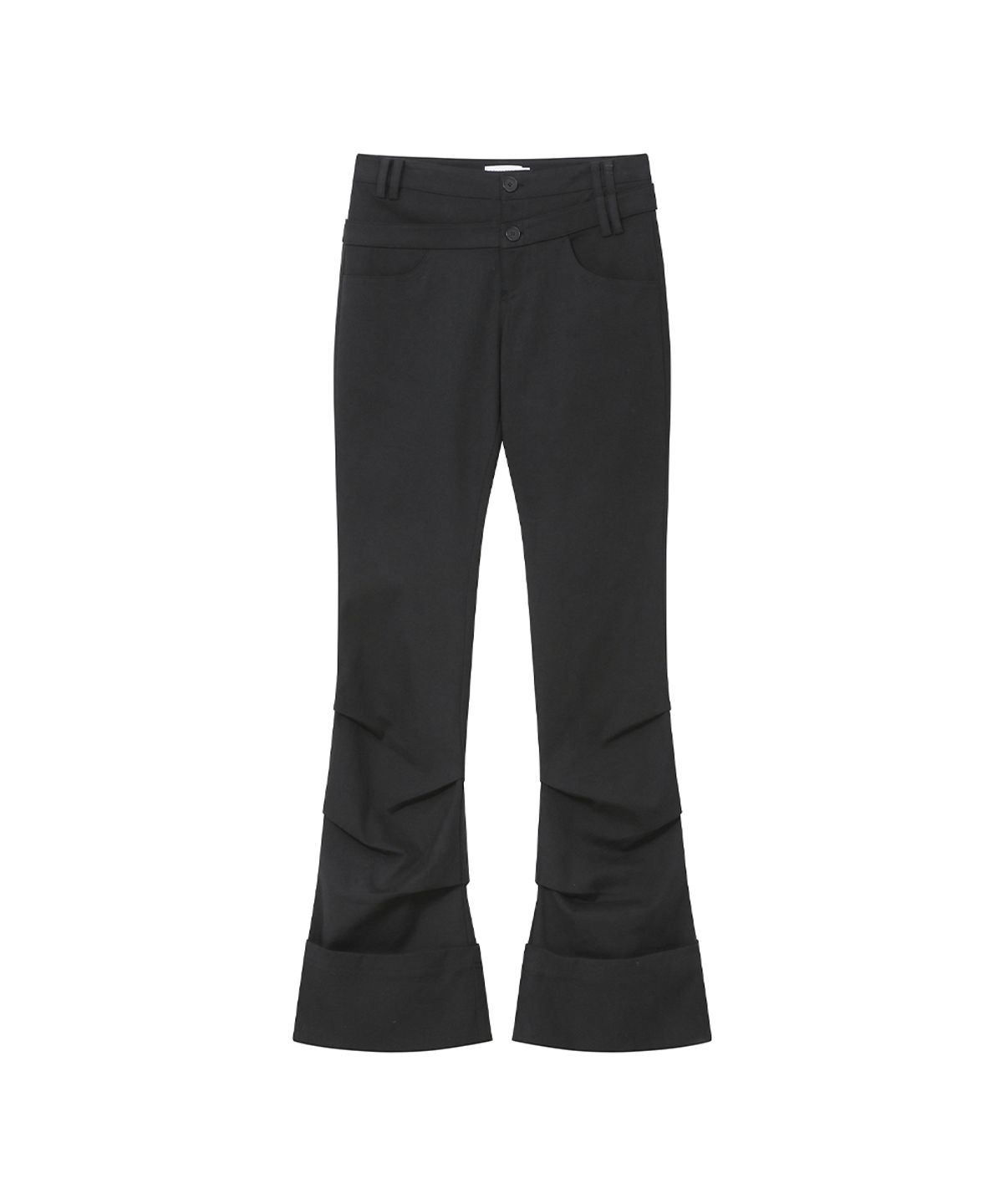 미세키서울(MISEKI SEOUL) Two line layered folding pants BLACK
