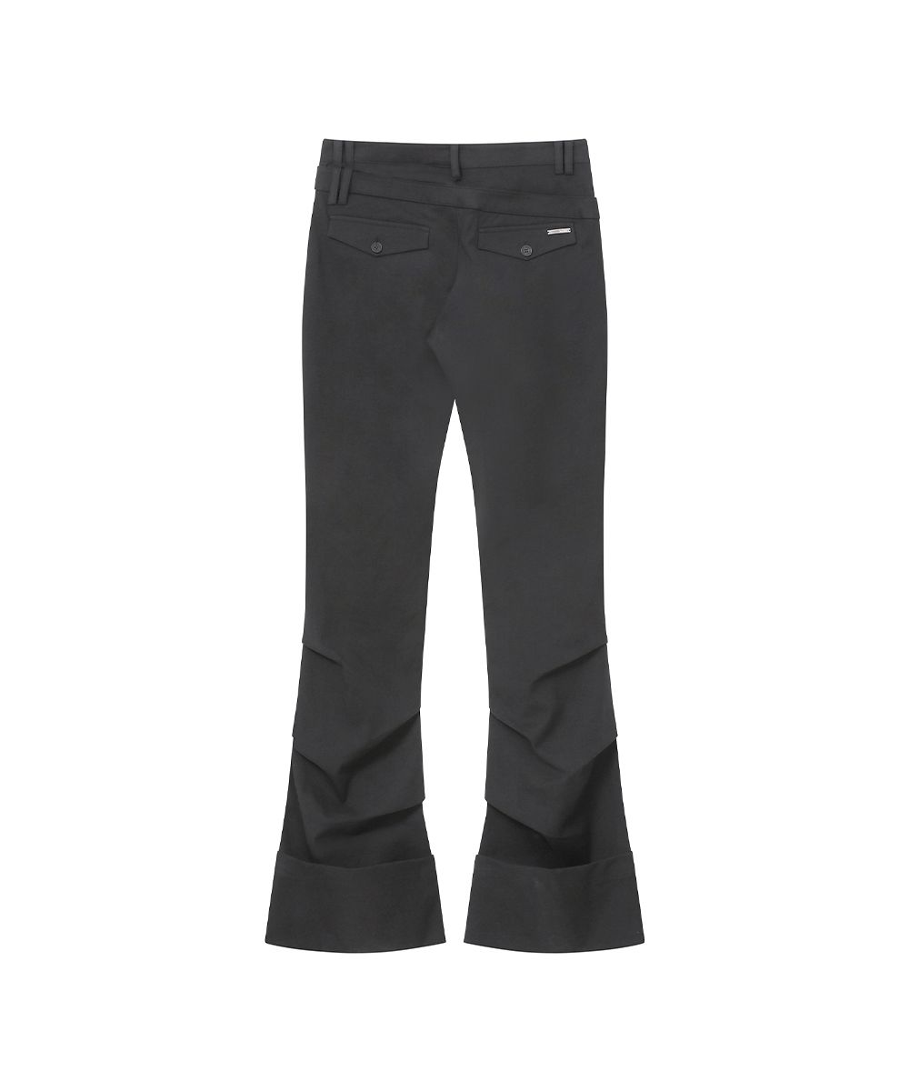 미세키서울(MISEKI SEOUL) Two line layered folding pants CHARCOAL