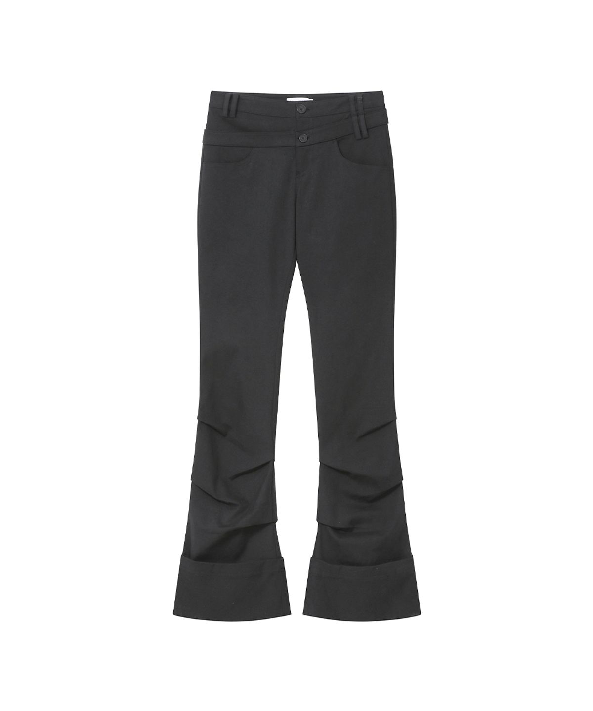 미세키서울(MISEKI SEOUL) Two line layered folding pants CHARCOAL