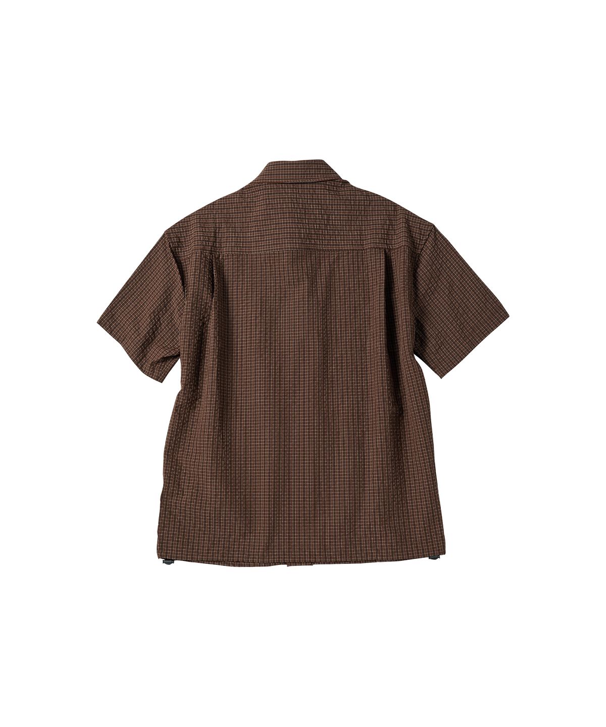 꼬모니노즈(COMONINOZ) CHECK HALF SHIRTS [BROWN]