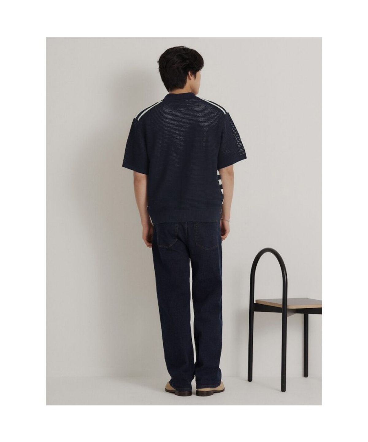 빈폴 멘(BEANPOLE MEN) 마린 크로셰 반소매 카디건  네이비
